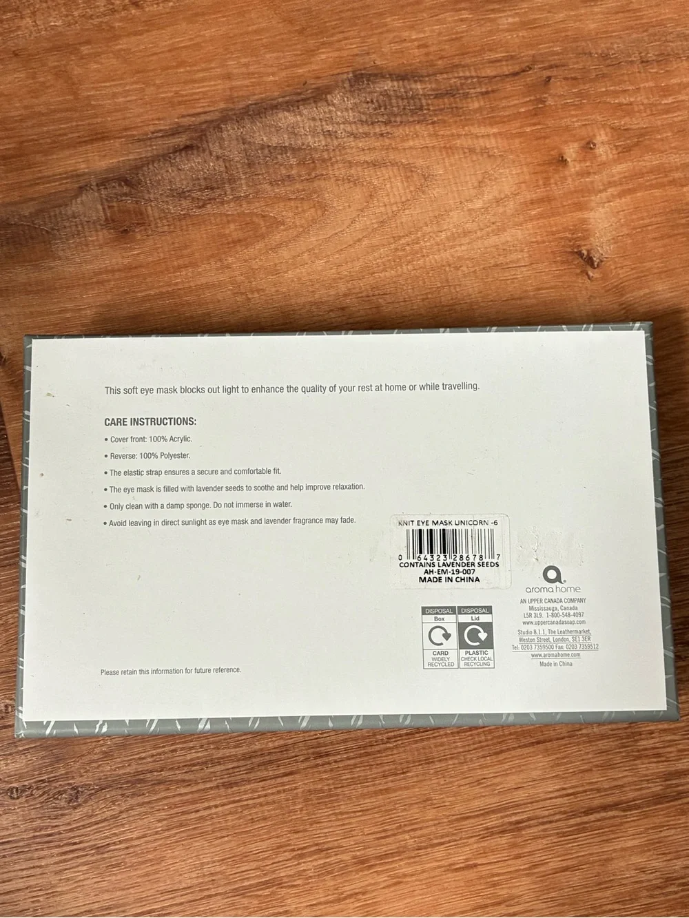Aroma Home Unicorn Knit Lavender Sleep Mask, NIB
